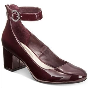 Alfani Ashiaa Step N Flex Mulberry Patent Ankle Strap Pumps Heels Sz 8.5